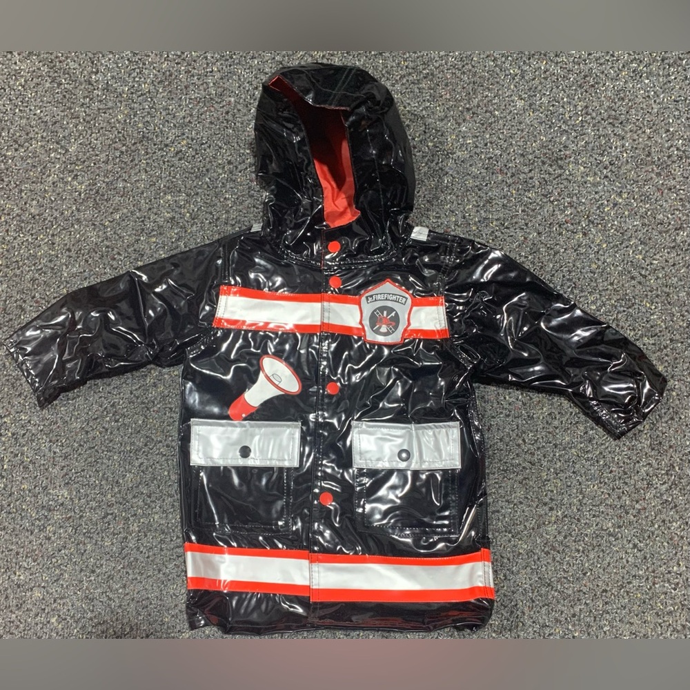 Black and Red Firefighter Raincoat